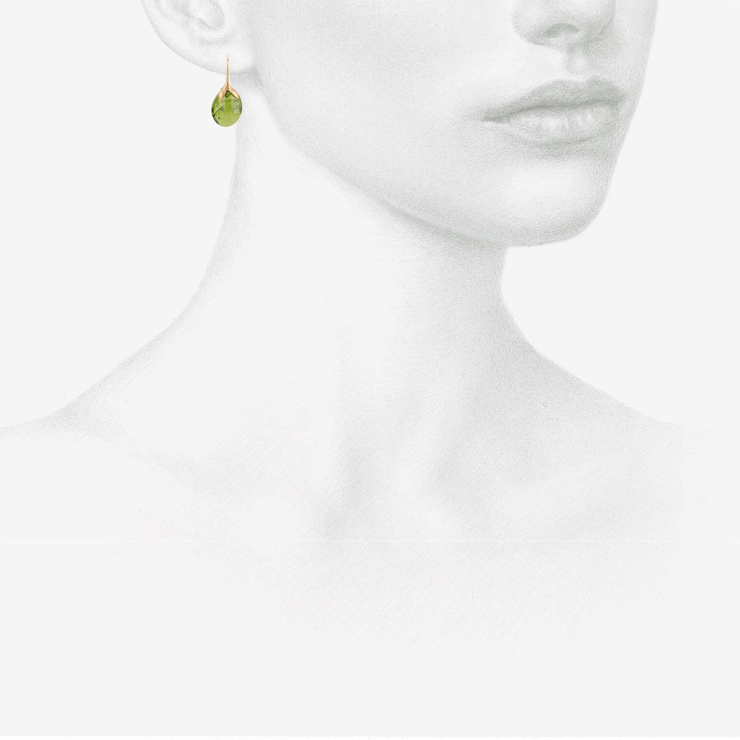 GABRIELLA KISS 18K & TUMBLED PERIDOT EGGPLANT EARRINGS