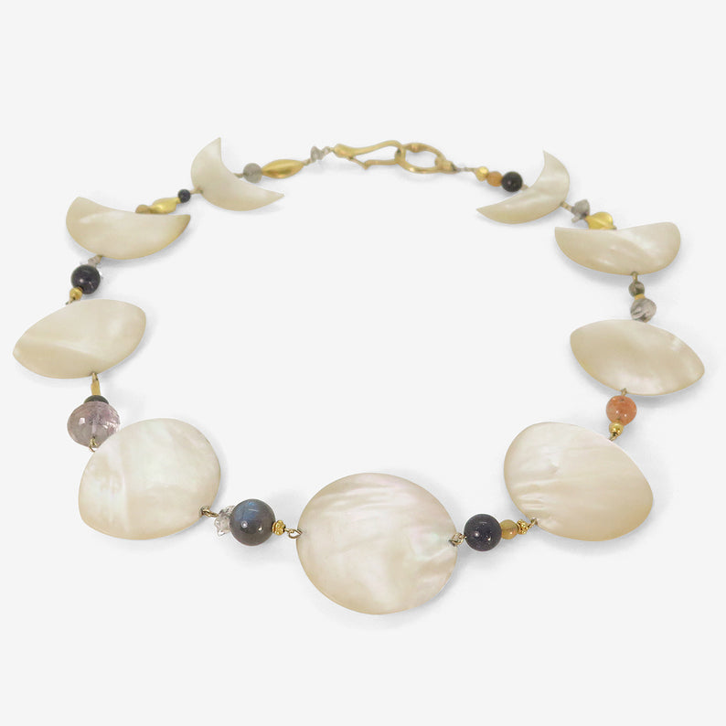 GABRIELLA KISS 18K & MOTHER-OF-PEARL PHASES OF THE MOON NECKLACE