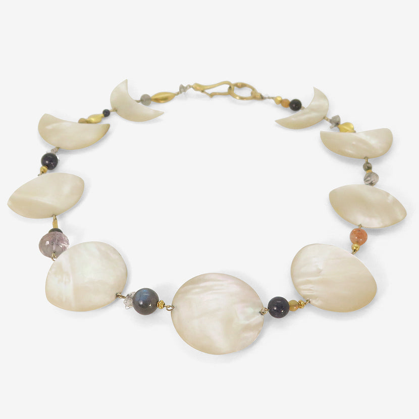 GABRIELLA KISS 18K & MOTHER-OF-PEARL PHASES OF THE MOON NECKLACE