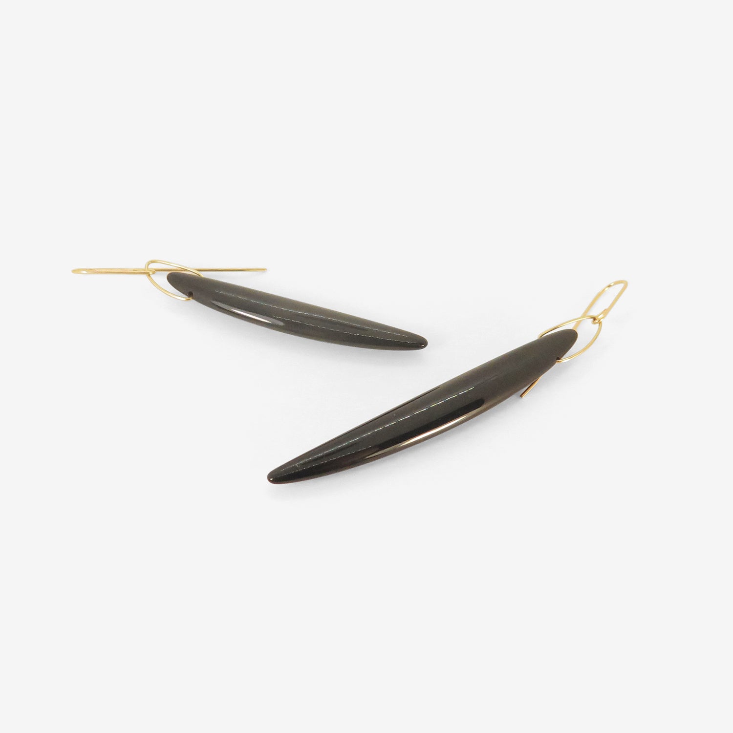 GABRIELLA KISS 14K & BLACK JADE BEAN EARRINGS