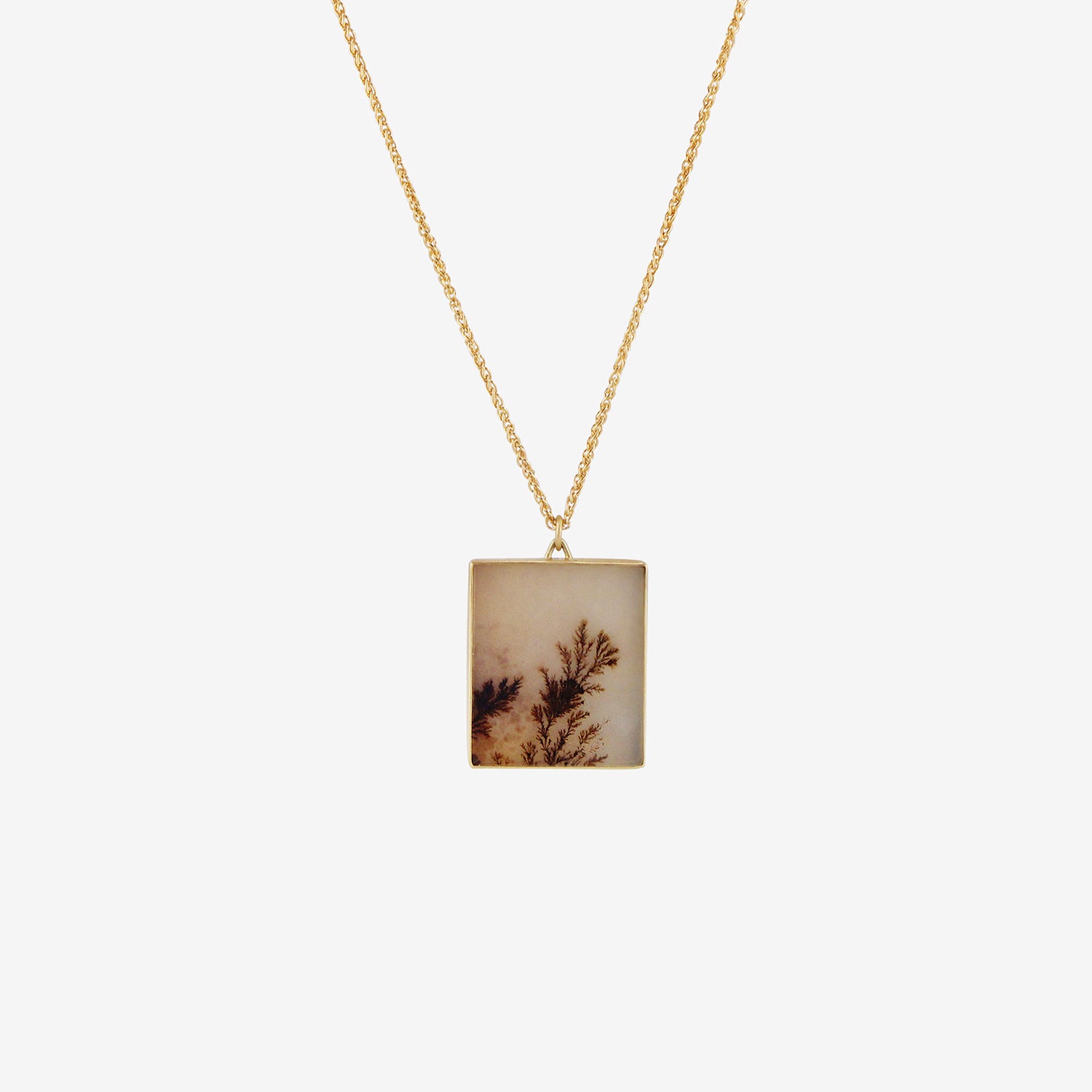GABRIELLA KISS 18K & RECTANGULAR DENDRITE PENDANT NECKLACE