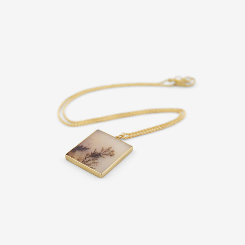 GABRIELLA KISS 18K & RECTANGULAR DENDRITE PENDANT NECKLACE
