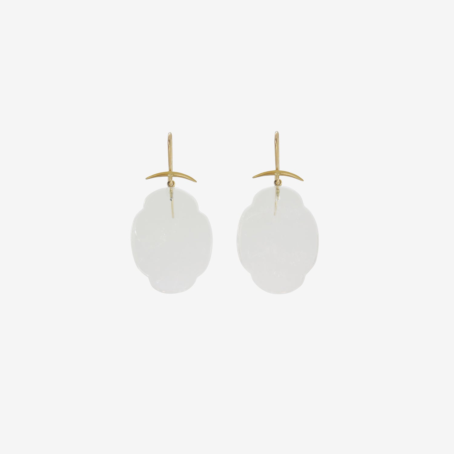 GABRIELLA KISS 18K & ROCK CRYSTAL SCALLOP EARRINGS