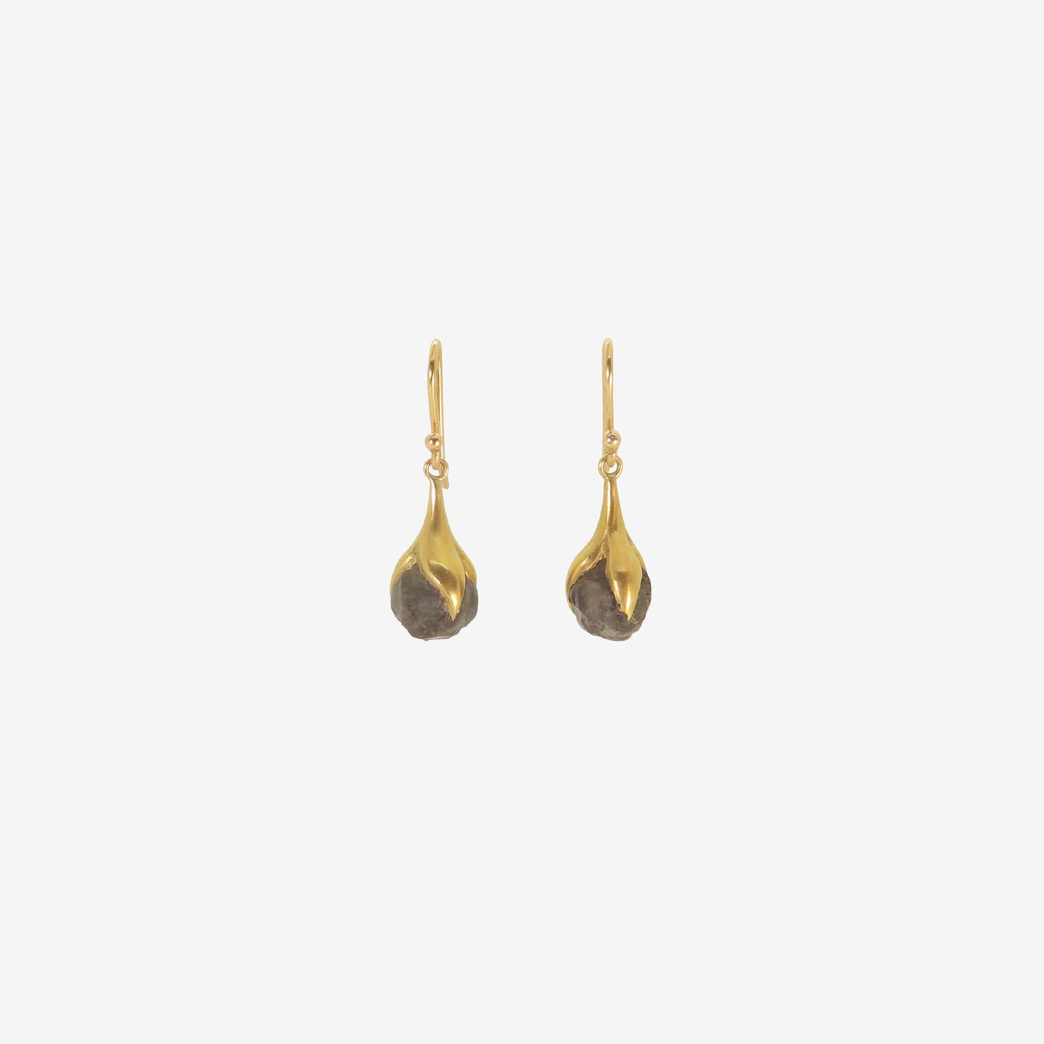 GABRIELLA KISS 18K & ROUGH BLACK DIAMOND EGGPLANT EARRINGS