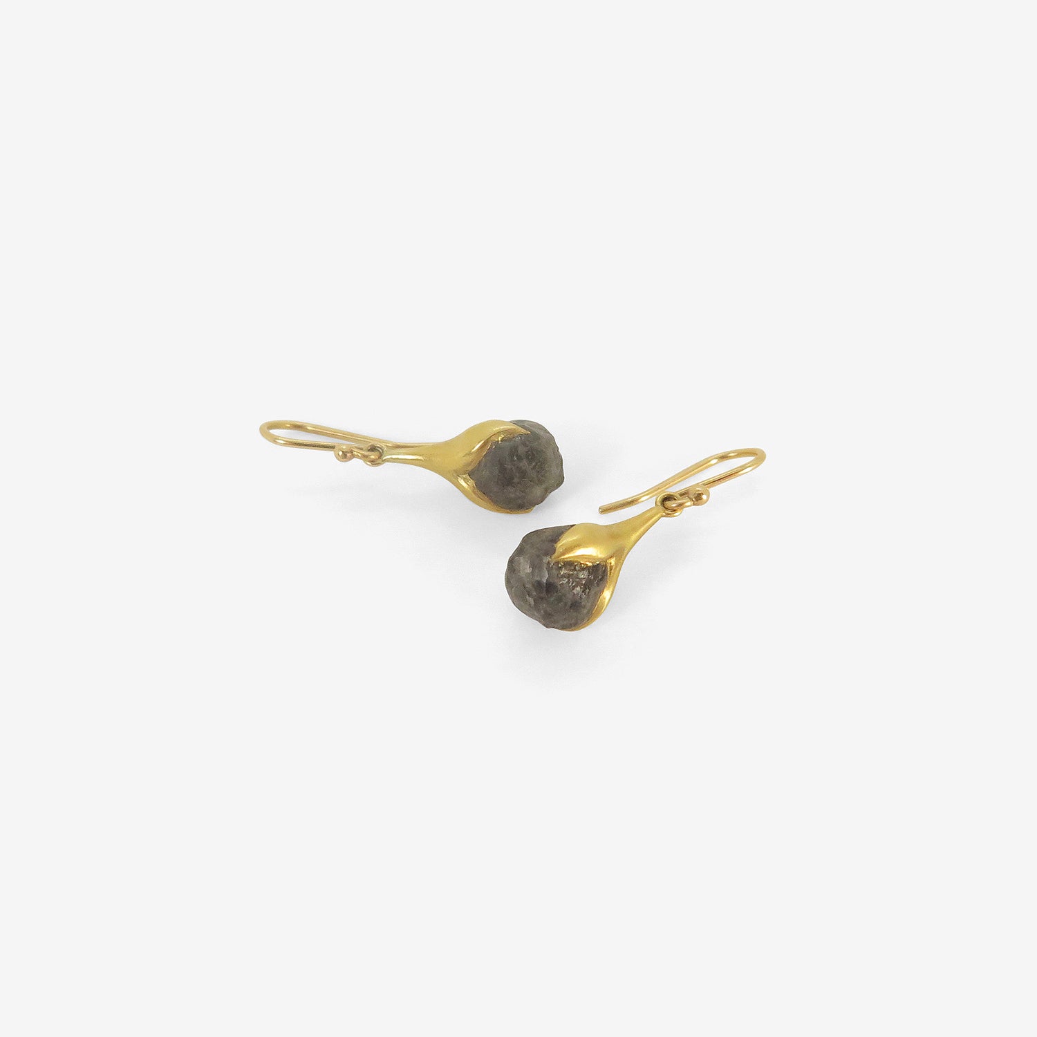 GABRIELLA KISS 18K & ROUGH BLACK DIAMOND EGGPLANT EARRINGS
