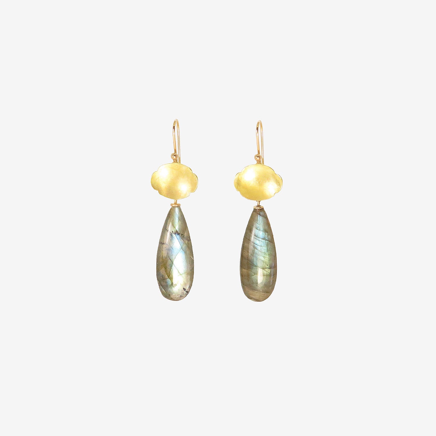 GABRIELLA KISS 18K SCALLOP & LABRADORITE DROP EARRINGS