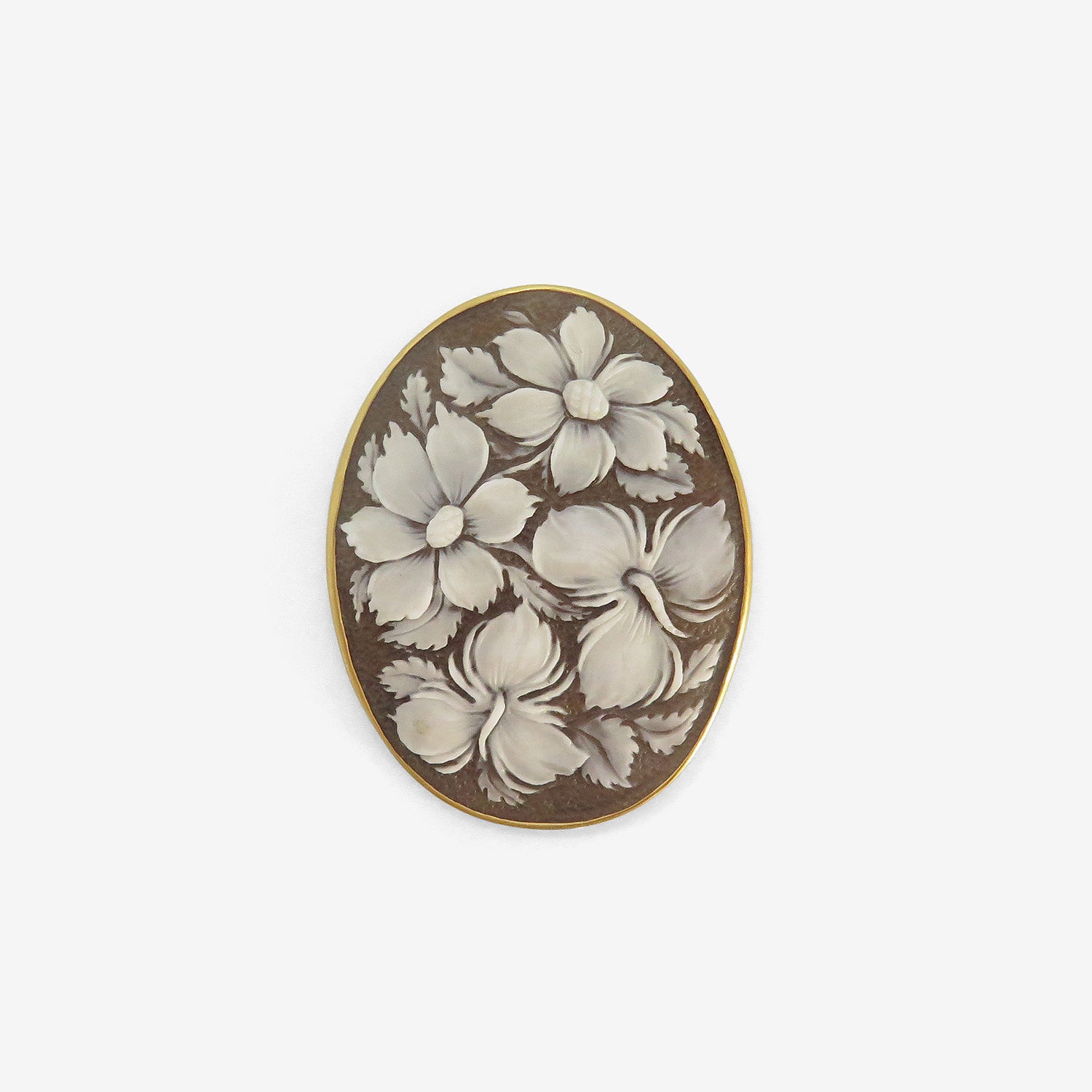 GABRIELLA KISS 22K & HAND-CARVED SHELL CAMEO PIN