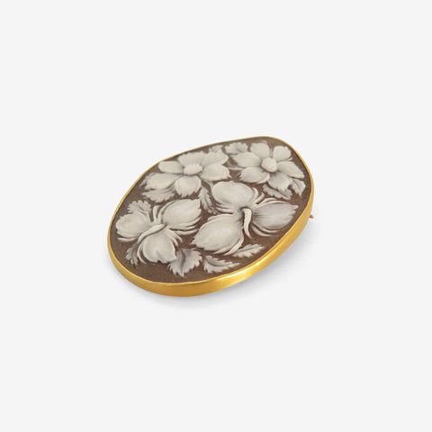 GABRIELLA KISS 22K & HAND-CARVED SHELL CAMEO PIN
