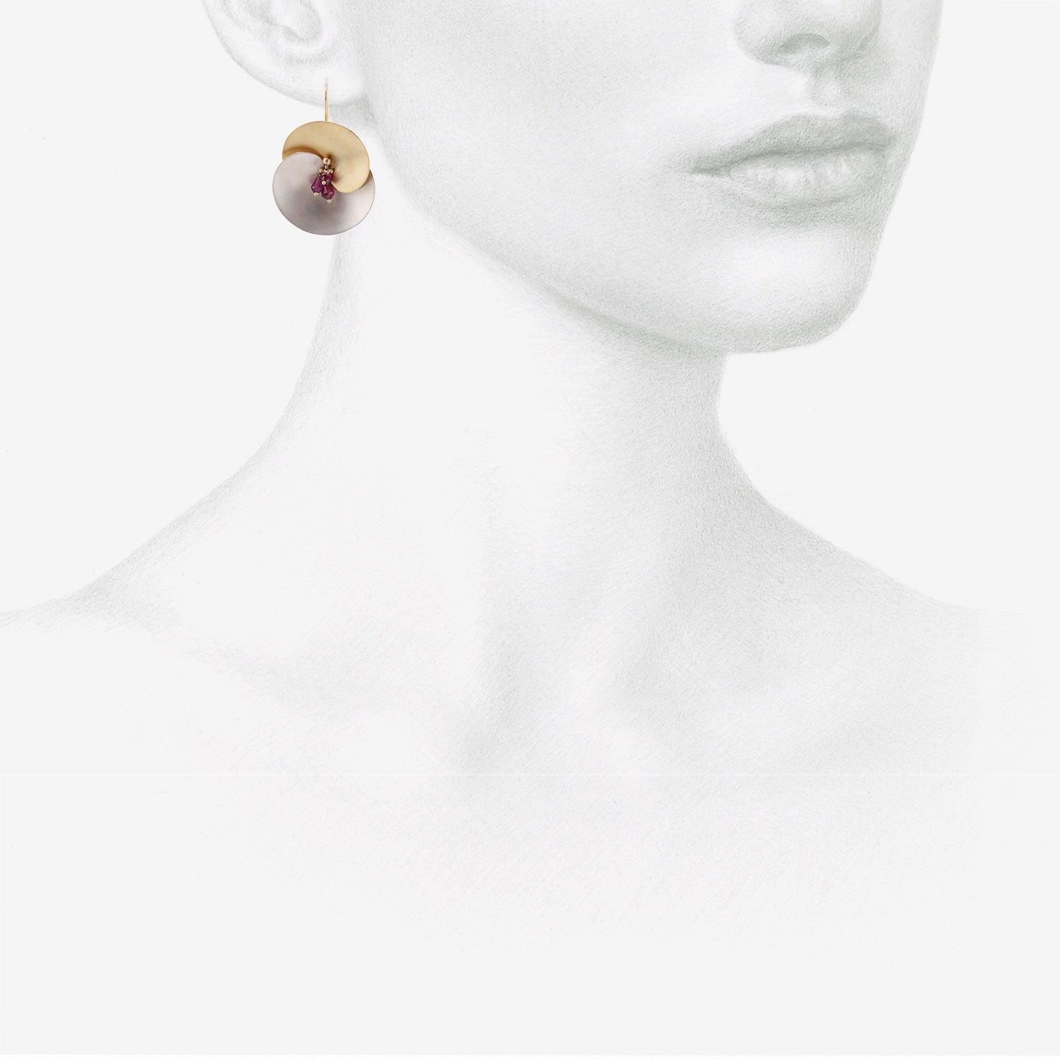 GABRIELLA KISS 18K & SILVER LARGE EUPHORBIA EARRINGS WITH TOURMALINE