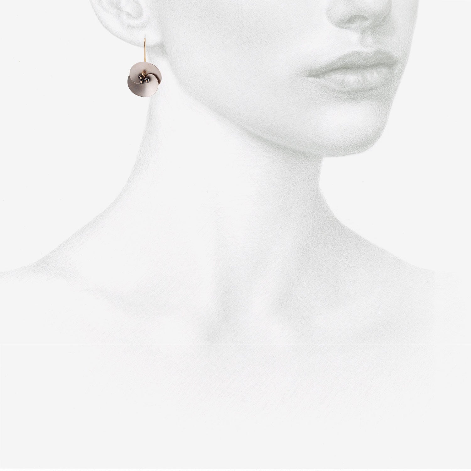 GABRIELLA KISS SILVER SMALL EUPHORBIA EARRINGS WITH BLACK DIAMONDS