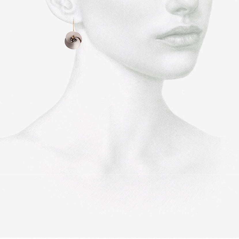 GABRIELLA KISS SILVER SMALL EUPHORBIA EARRINGS WITH BLACK DIAMONDS