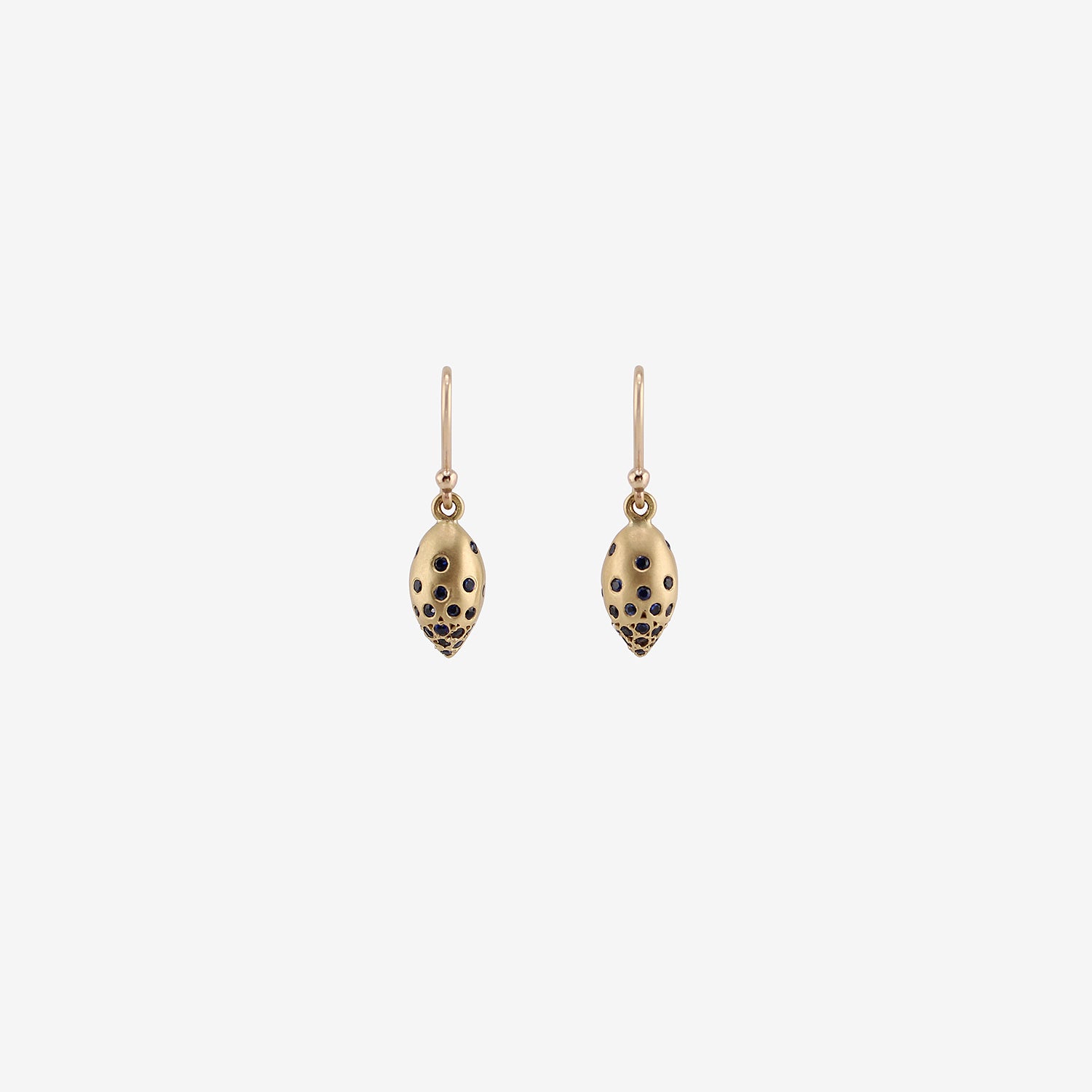 GABRIELLA KISS 18K SLUG DROP EARRINGS WITH PAVÉ BLUE SAPPHIRES