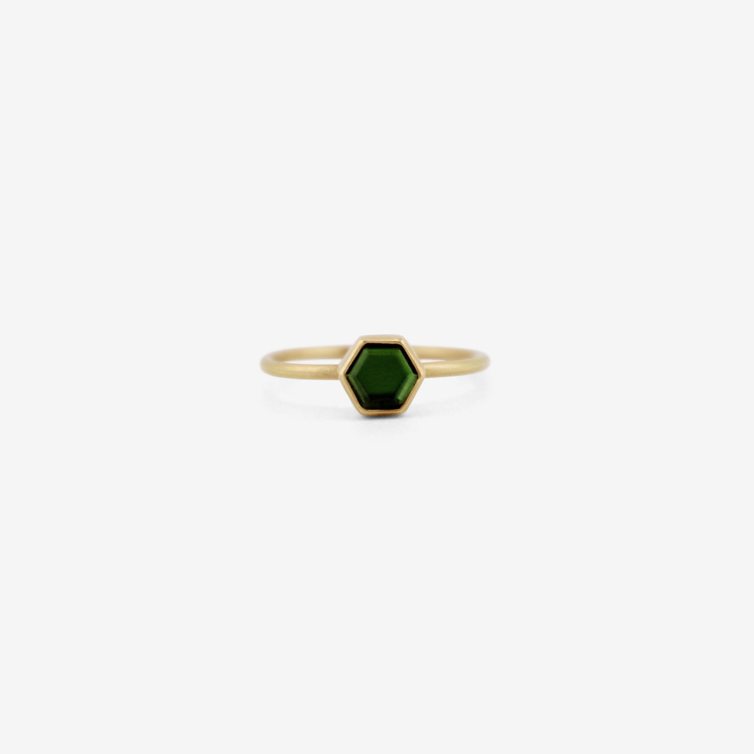 GABRIELLA KISS 18K & SMALL HEXAGONAL GREEN TOURMALINE RING, .5CT