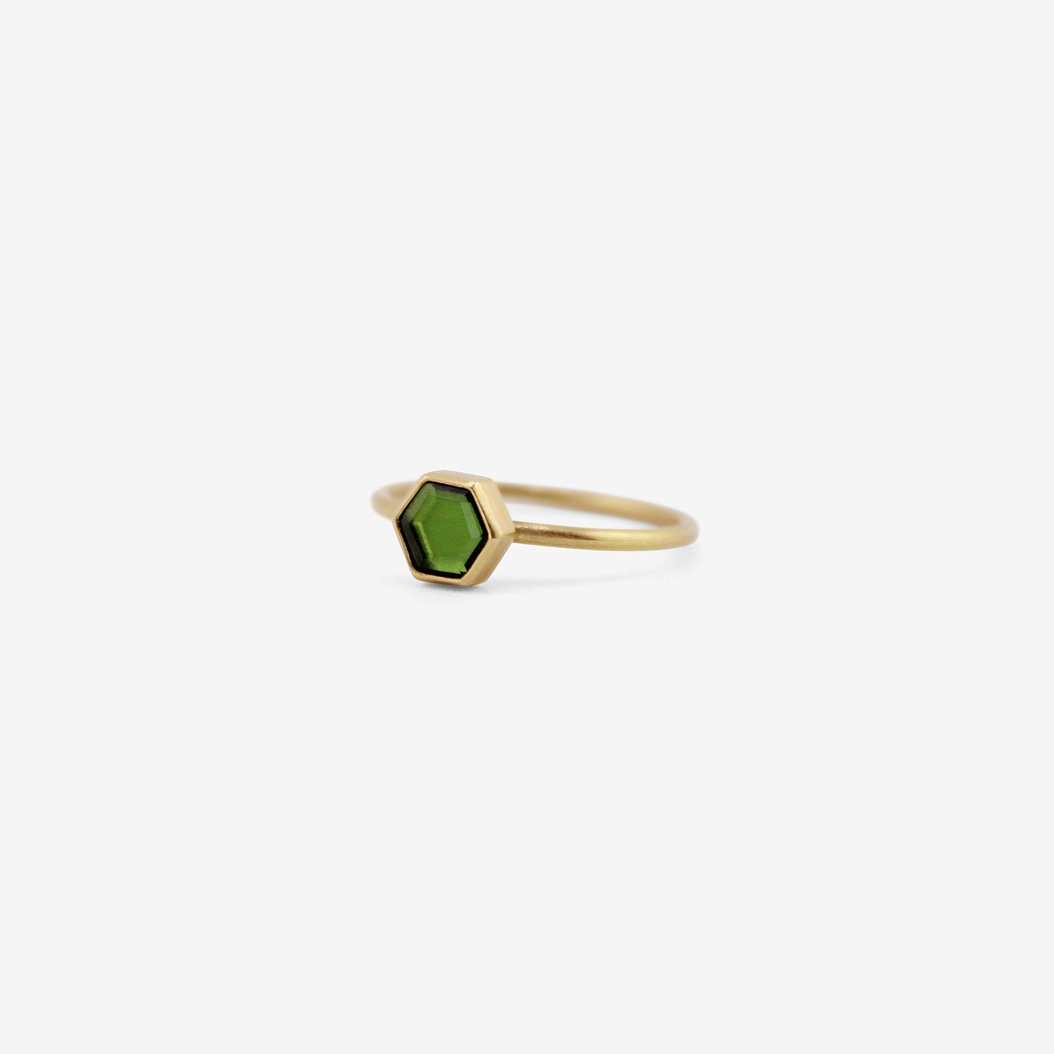 GABRIELLA KISS 18K & SMALL HEXAGONAL GREEN TOURMALINE RING, .5CT