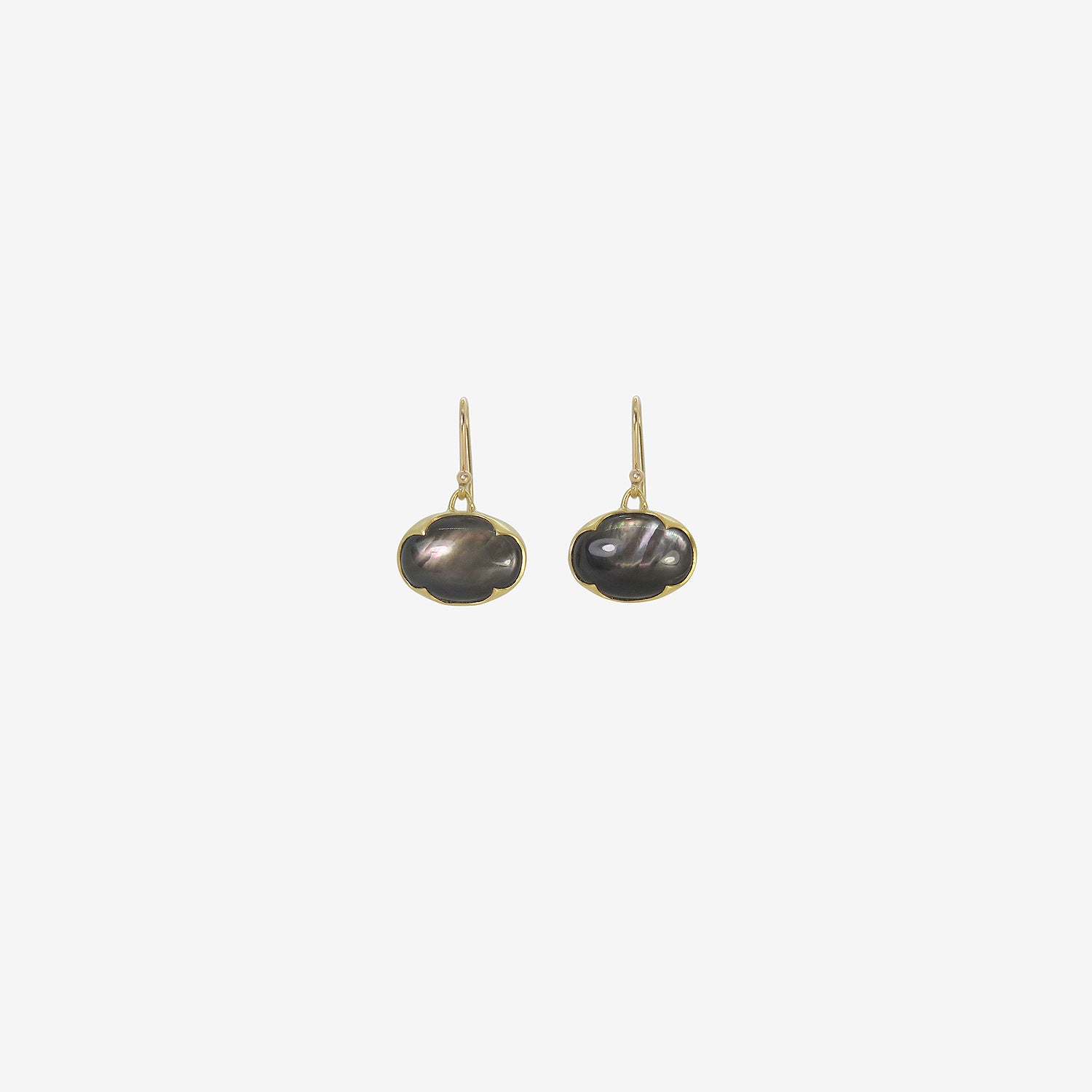 GABRIELLA KISS 18K & HORIZONTAL OVAL BLACK MOTHER-OF-PEARL EARRINGS