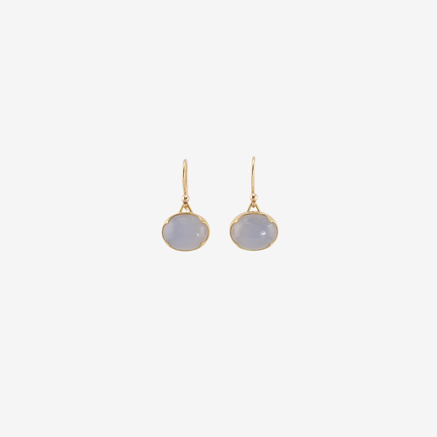 GABRIELLA KISS 18K & SMALL HORIZONTAL OVAL BLUE CHALCEDONY EARRINGS