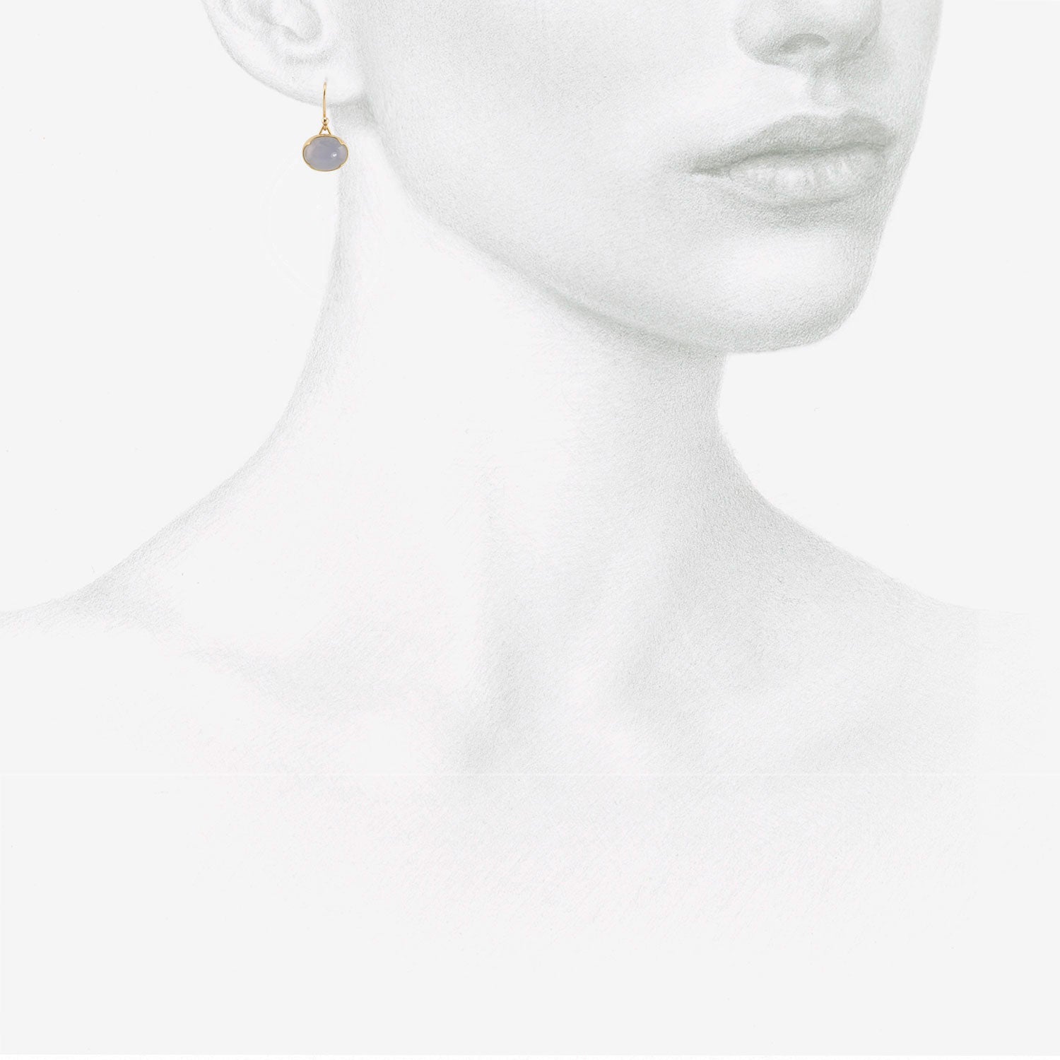 GABRIELLA KISS 18K & SMALL HORIZONTAL OVAL BLUE CHALCEDONY EARRINGS