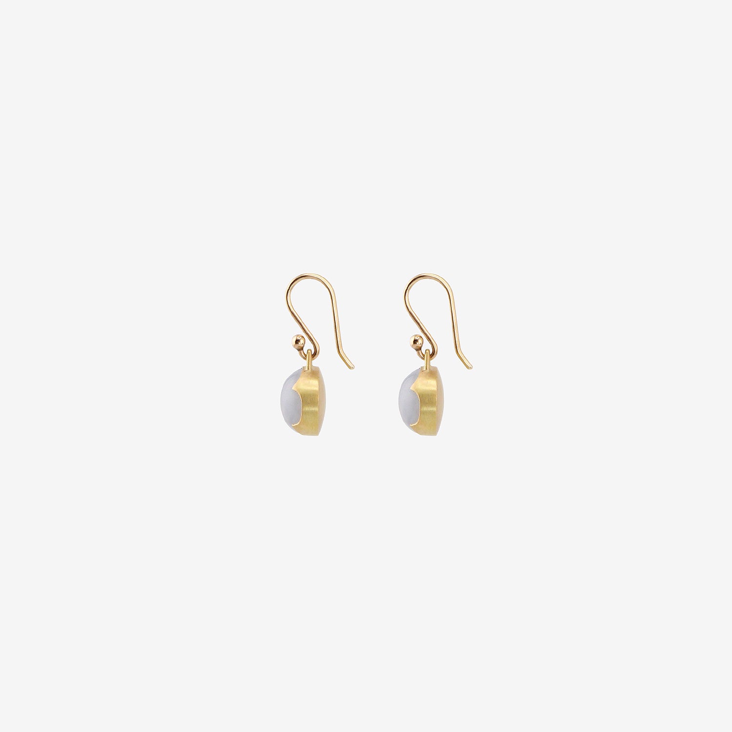 GABRIELLA KISS 18K & SMALL HORIZONTAL OVAL BLUE CHALCEDONY EARRINGS