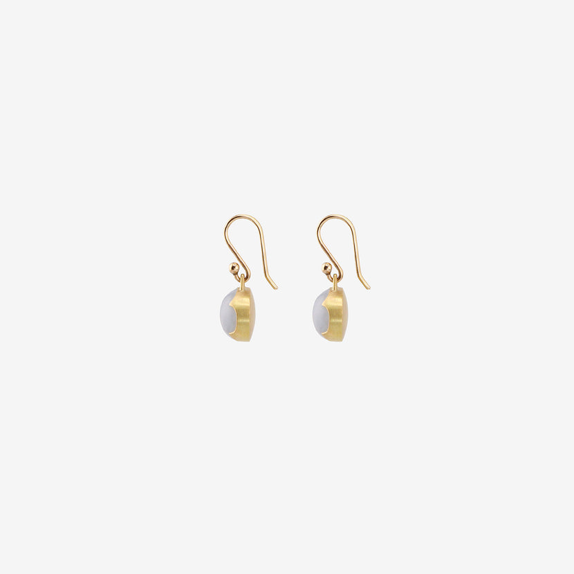GABRIELLA KISS 18K & SMALL HORIZONTAL OVAL BLUE CHALCEDONY EARRINGS
