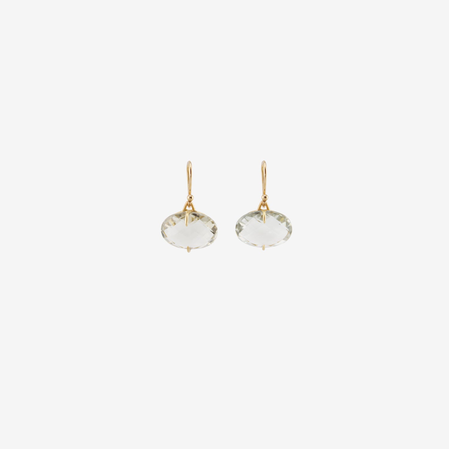 GABRIELLA KISS 18K & SMALL HORIZONTAL OVAL FACETED GREEN AMETHYST EARRINGS