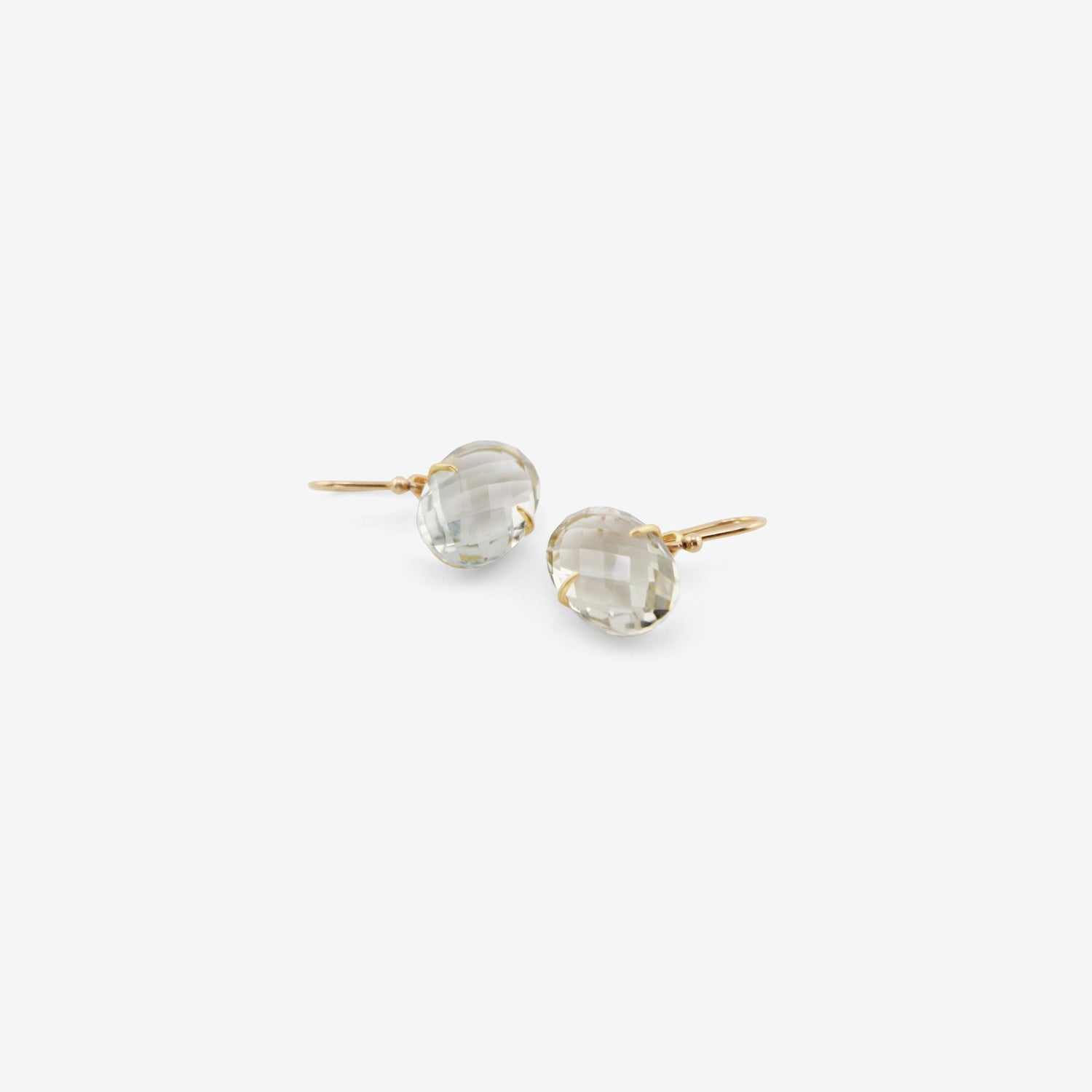 GABRIELLA KISS 18K & SMALL HORIZONTAL OVAL FACETED GREEN AMETHYST EARRINGS
