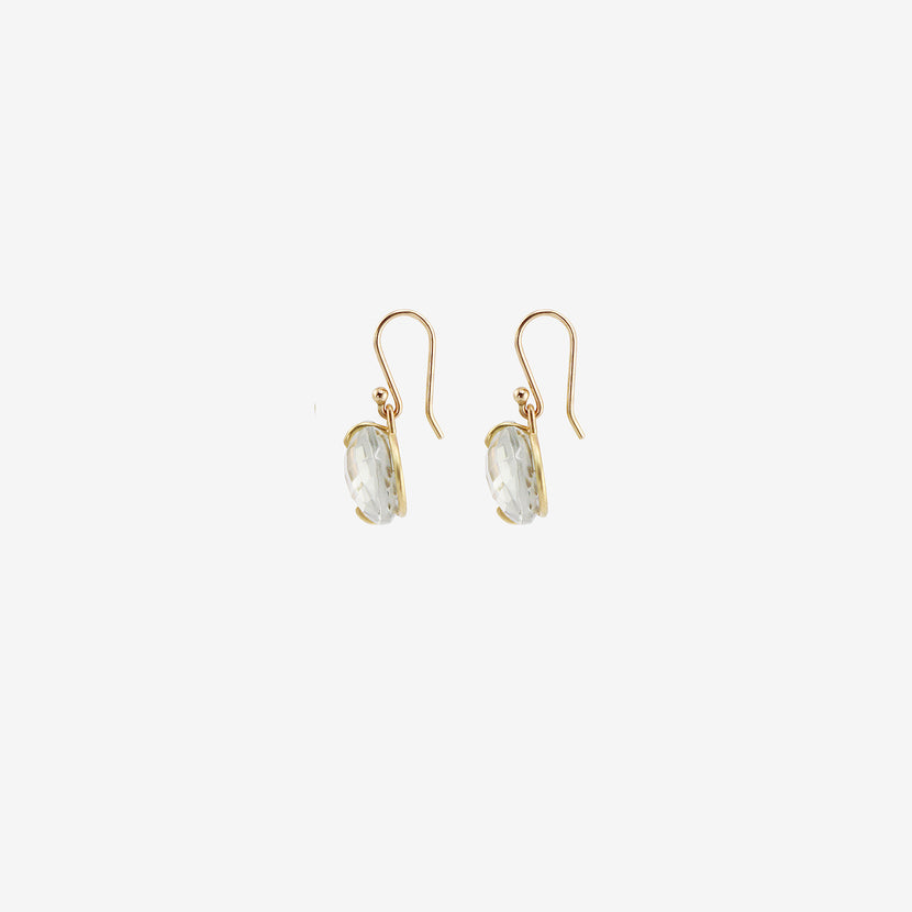 GABRIELLA KISS 18K & SMALL HORIZONTAL OVAL FACETED GREEN AMETHYST EARRINGS