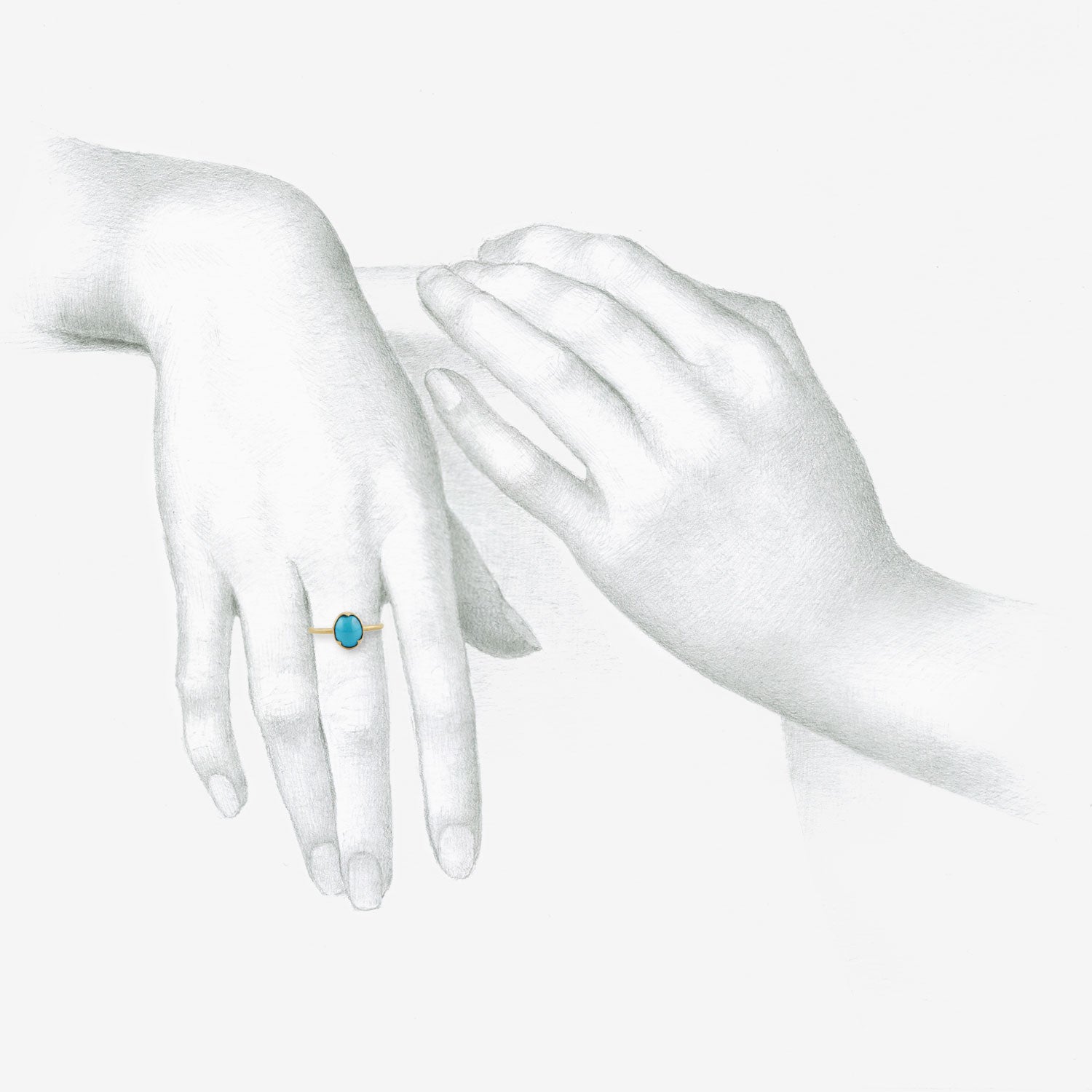 GABRIELLA KISS 18K & SMALL OVAL PERSIAN TURQUOISE RING, 1.73CT