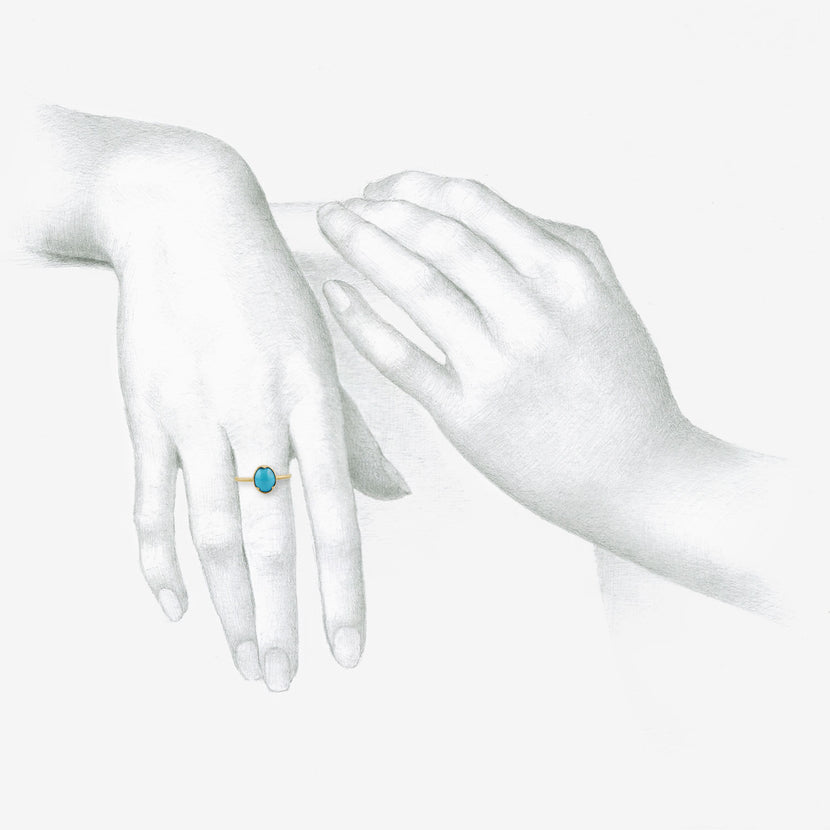GABRIELLA KISS 18K & SMALL OVAL PERSIAN TURQUOISE RING, 1.73CT