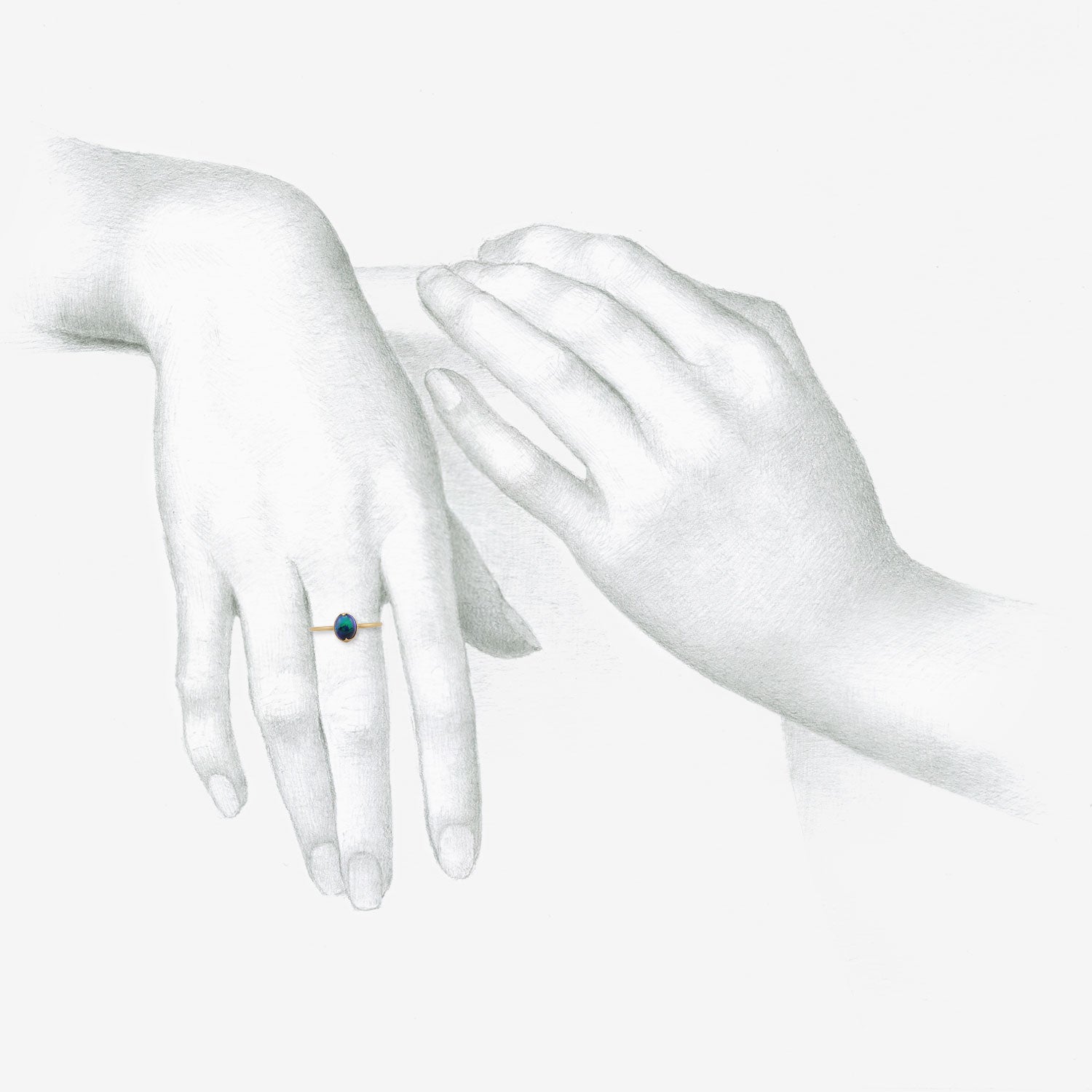 GABRIELLA KISS 18K & SMALL OVAL BLACK OPAL RING, 1.07CT