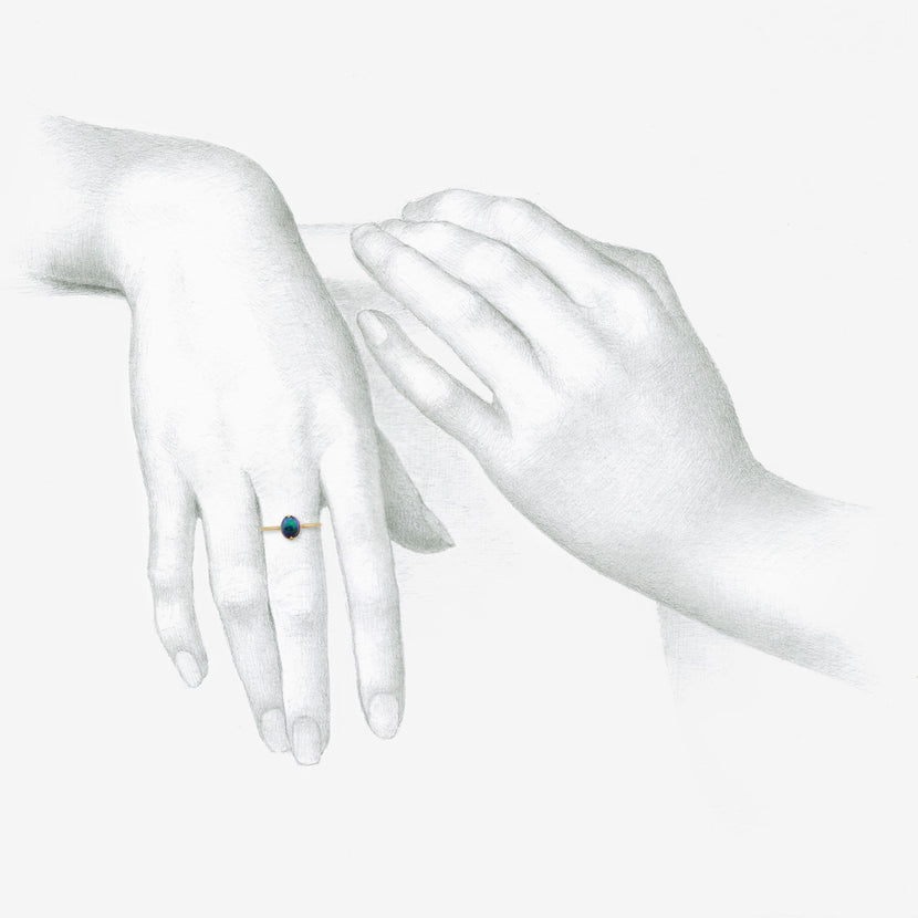 GABRIELLA KISS 18K & SMALL OVAL BLACK OPAL RING, 1.07CT