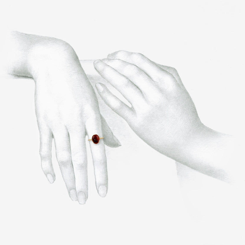 GABRIELLA KISS 18K & SMALL OVAL HESSONITE GARNET RING