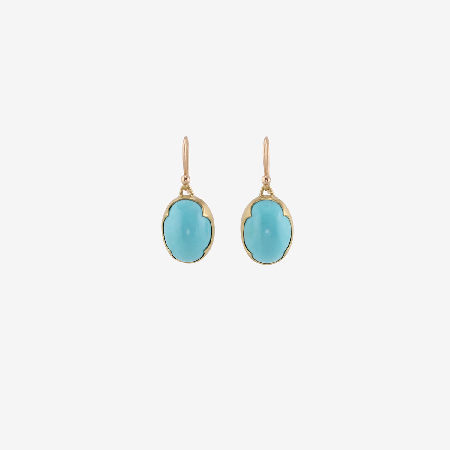 GABRIELLA KISS 18K & SMALL OVAL SLEEPING BEAUTY TURQUOISE EARRINGS