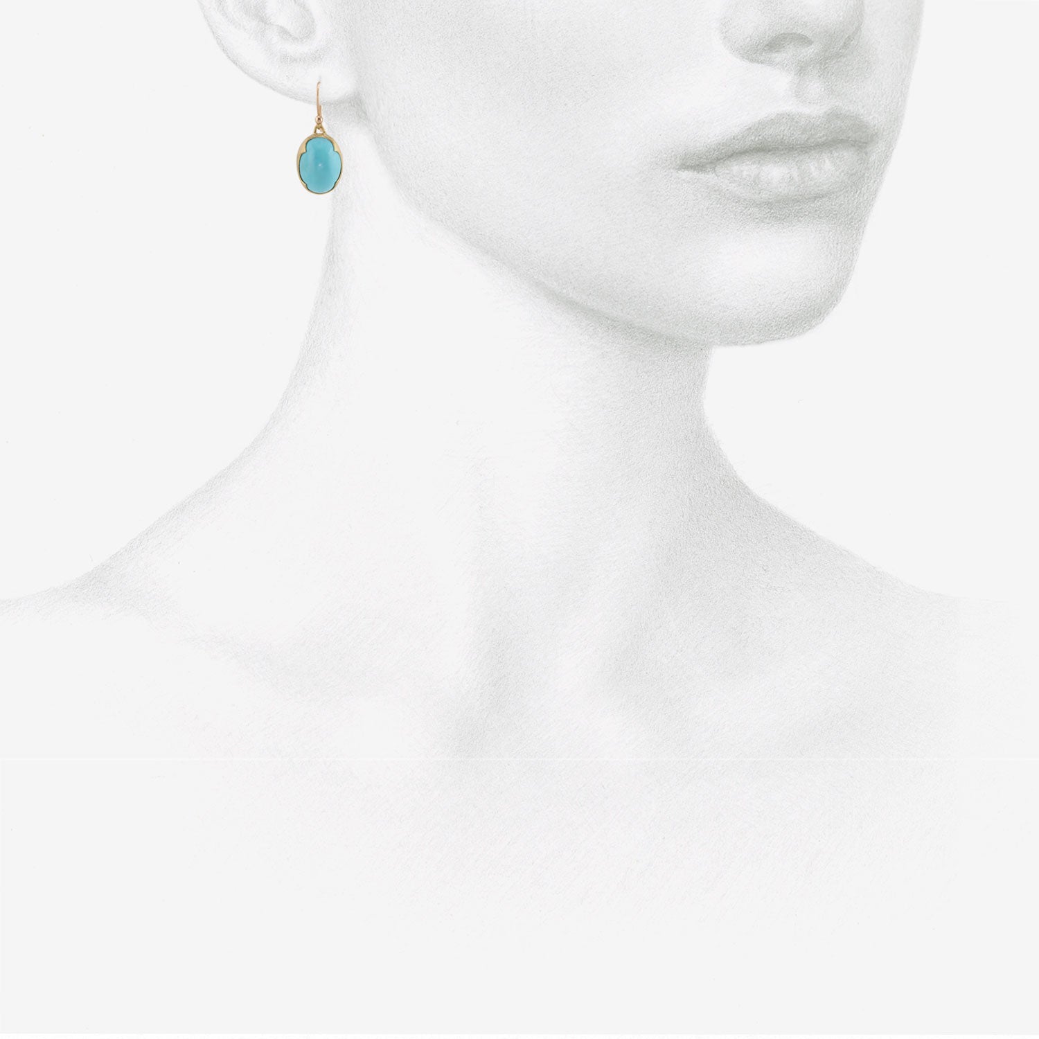 GABRIELLA KISS 18K & SMALL OVAL SLEEPING BEAUTY TURQUOISE EARRINGS