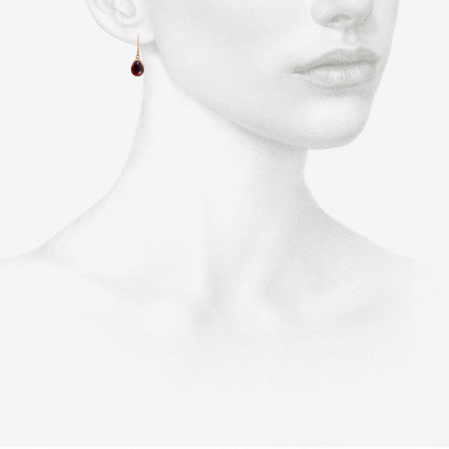 GABRIELLA KISS 18K & SMALL PEAR-SHAPED GARNET EARRINGS