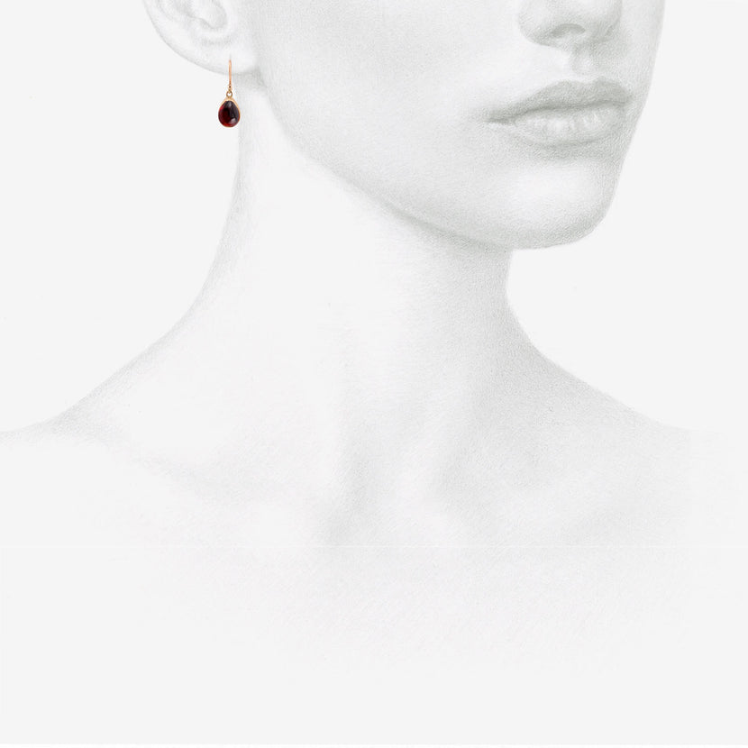 GABRIELLA KISS 18K & SMALL PEAR-SHAPED GARNET EARRINGS