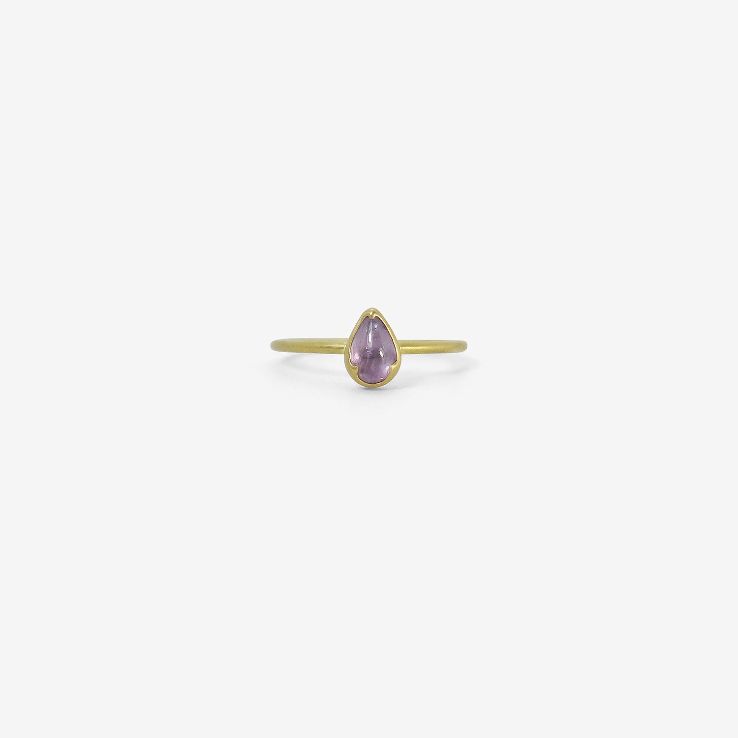 GABRIELLA KISS 18K & SMALL PEAR-SHAPED CABOCHON PINK SAPPHIRE RING, .77CT