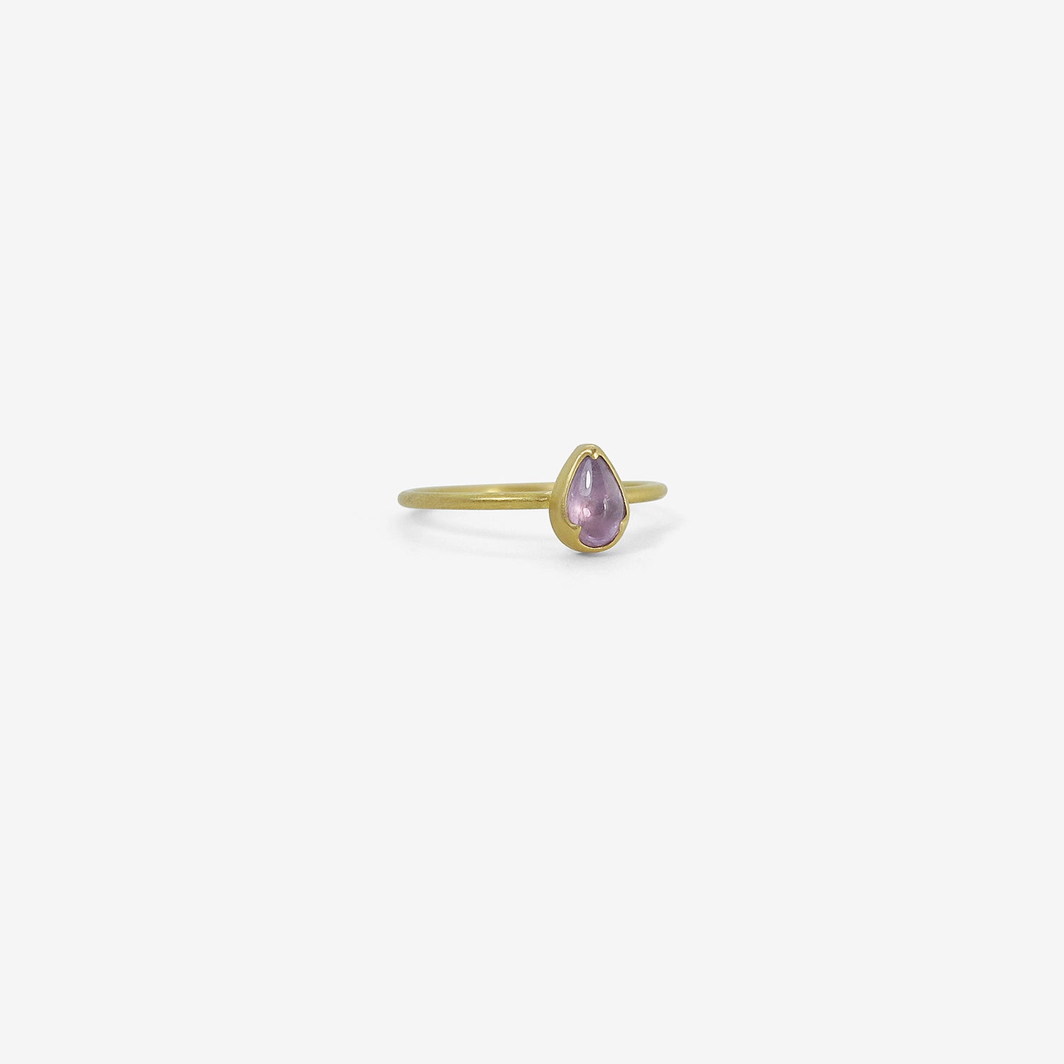 GABRIELLA KISS 18K & SMALL PEAR-SHAPED CABOCHON PINK SAPPHIRE RING, .77CT