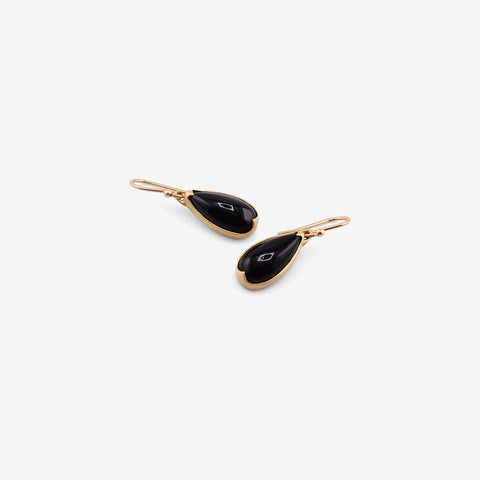 GABRIELLA KISS 18K & SMALL PEAR-SHAPED ONYX EARRINGS
