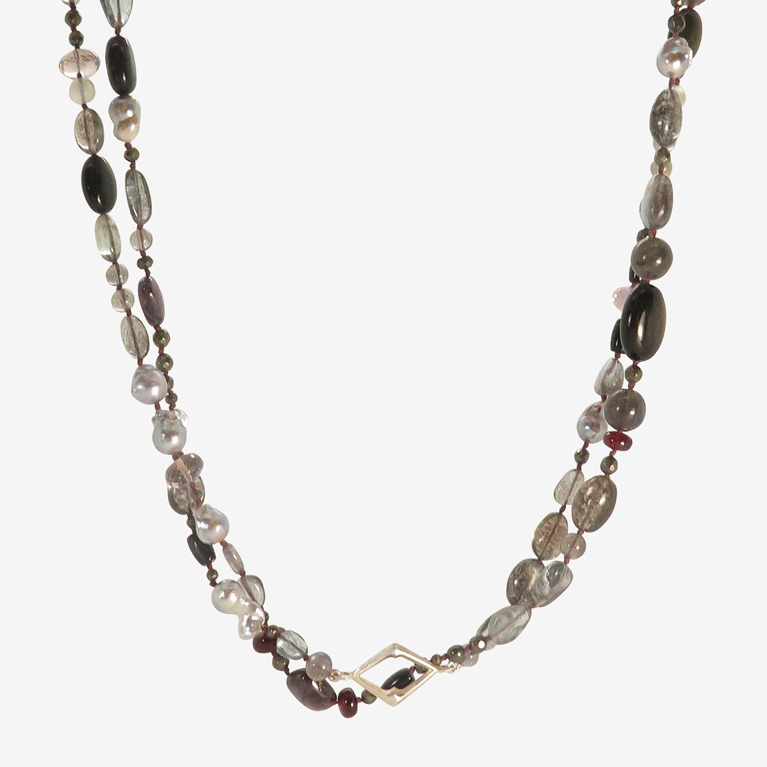 GABRIELLA KISS STERLING SILVER STORY NECKLACE WITH MIXED GEMSTONES
