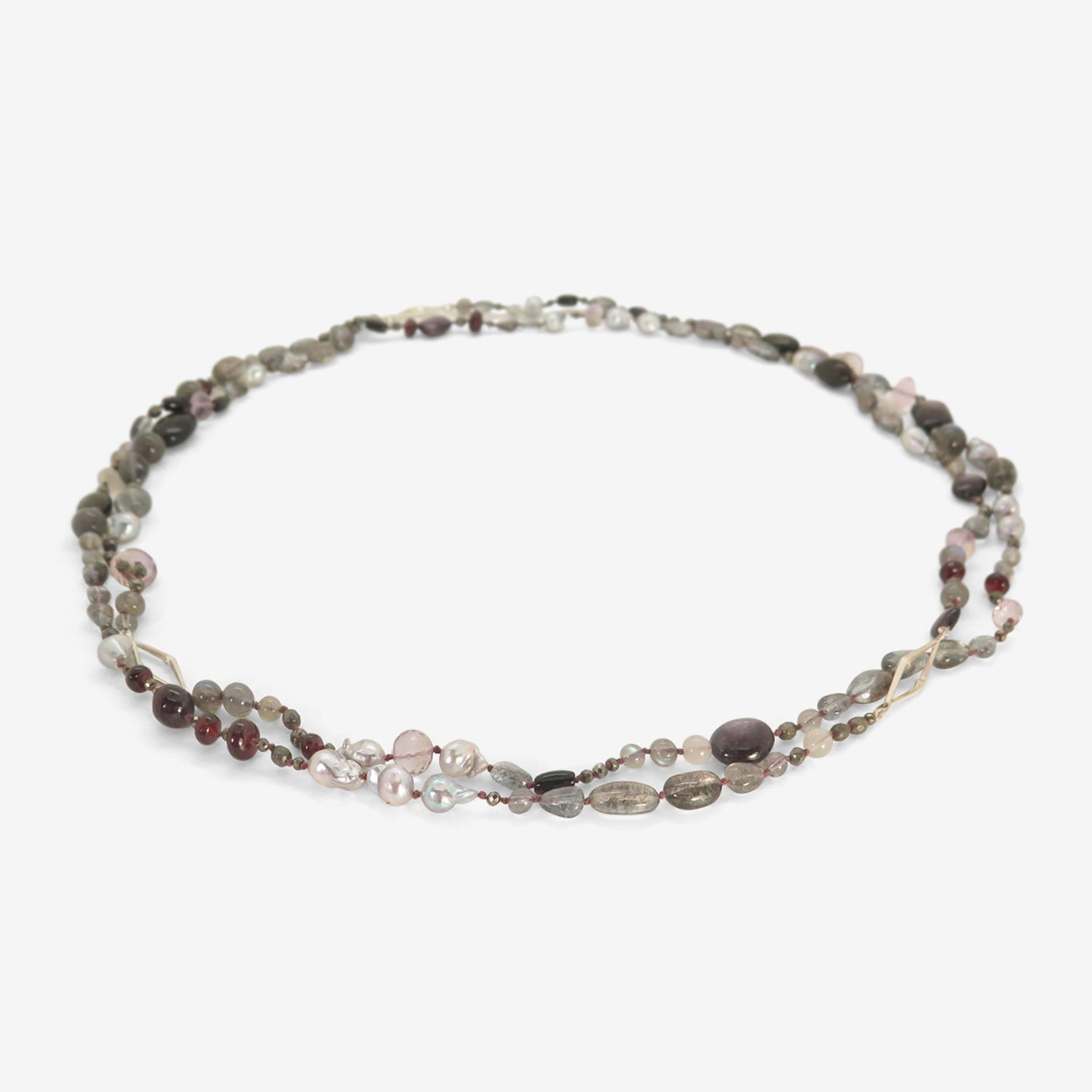 GABRIELLA KISS STERLING SILVER STORY NECKLACE WITH MIXED GEMSTONES