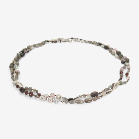 GABRIELLA KISS STERLING SILVER STORY NECKLACE WITH MIXED GEMSTONES