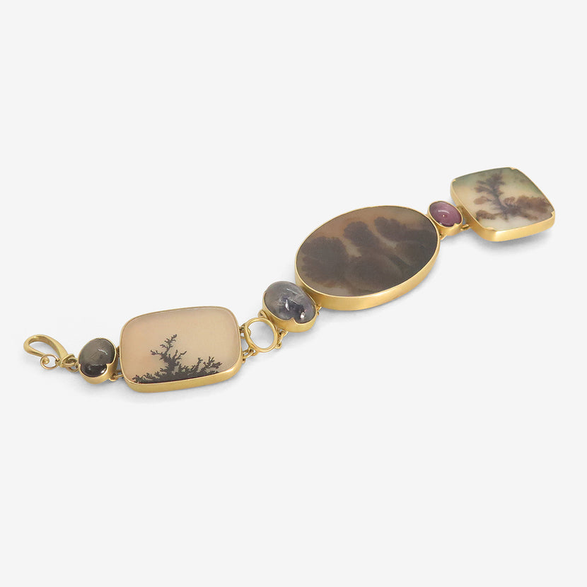 GABRIELLA KISS 18K & LARGE THREE-PIECE DENDRITE BRACELET WITH SAPPHIRE AND STAR RUBY