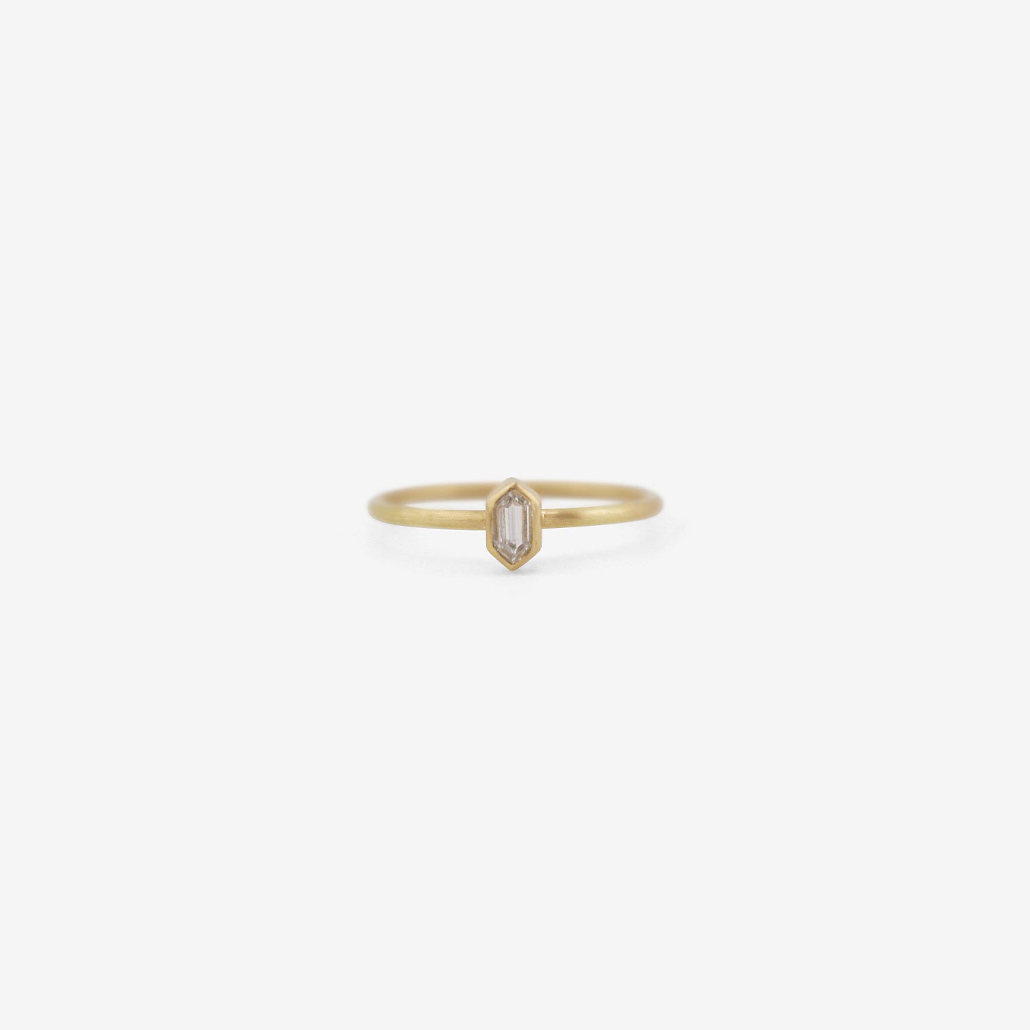 GABRIELLA KISS 18K & TINY HEXAGONAL WHITE DIAMOND RING, .18CT