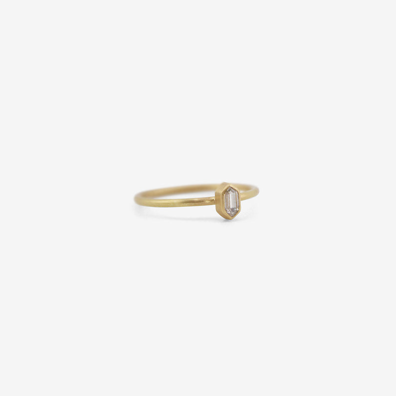 GABRIELLA KISS 18K & TINY HEXAGONAL WHITE DIAMOND RING, .18CT