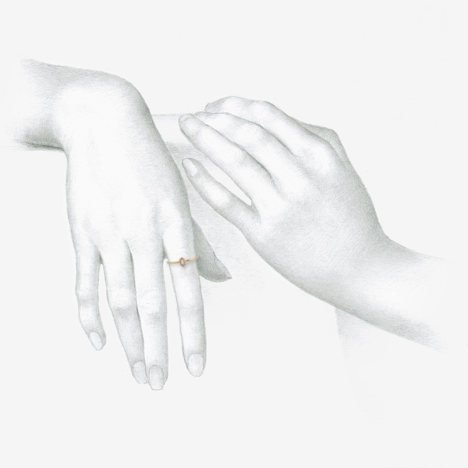 GABRIELLA KISS 18K & TINY HEXAGONAL WHITE DIAMOND RING, .18CT