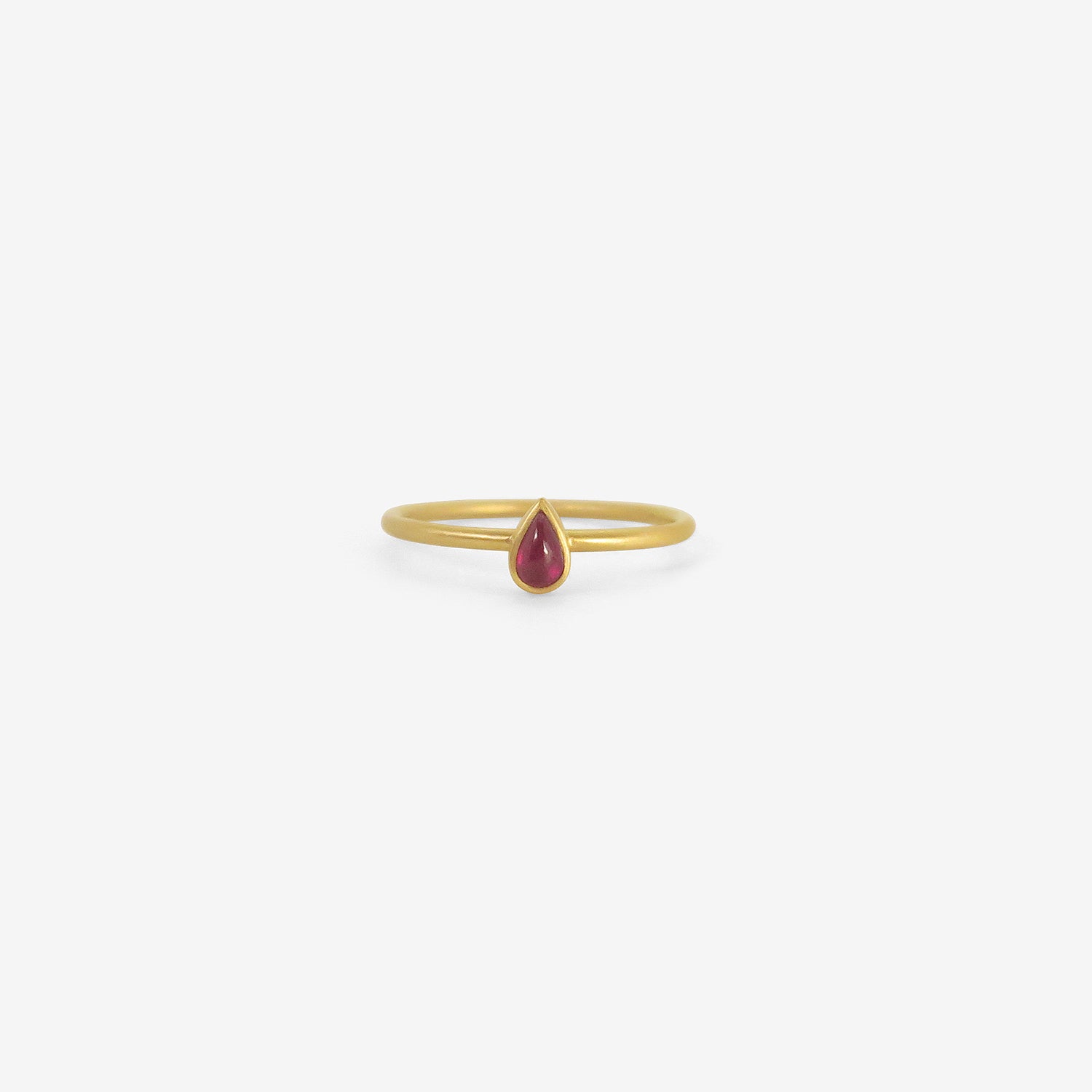 GABRIELLA KISS 18K & TINY PEAR-SHAPED RUBY RING, .2CT