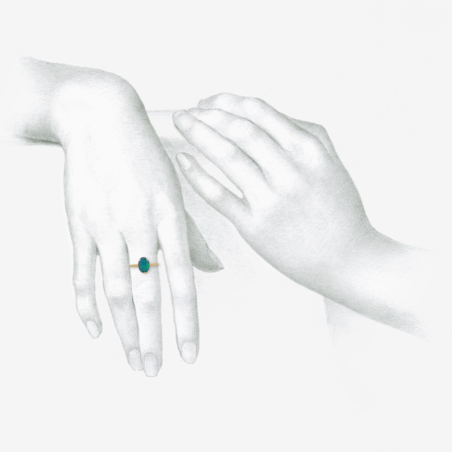 GABRIELLA KISS 18K & OVAL VIBRANT BLACK OPAL RING, 1.36CT