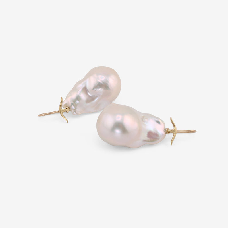 GABRIELLA KISS 18K & WHITE BAROQUE FRESHWATER PEARL EARRINGS