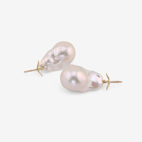 GABRIELLA KISS 18K & WHITE BAROQUE FRESHWATER PEARL EARRINGS