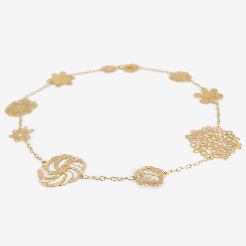 JUDY GEIB 18K TEA-LENGTH FLOWERY EREWHON NECKLACE